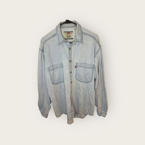 Levi’s Men’s Vintage Denim Shirt Chambray Green Label Steel Buttons Size Medium - Picture 1 of 5